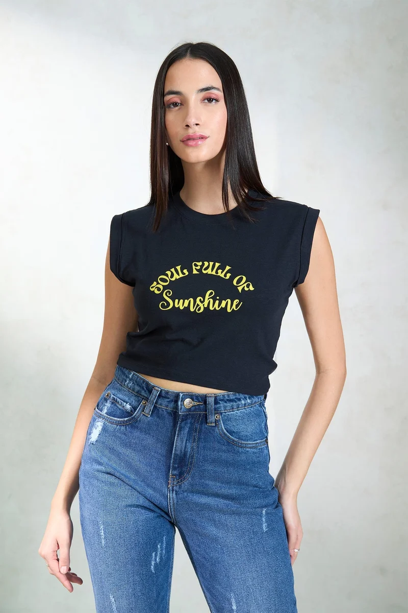 فيرجيو تيشيرت قطن جيرسي أسود فيرجيو