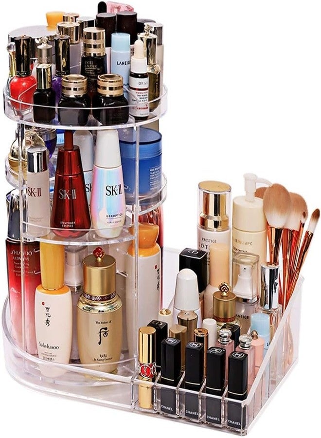 MUGATH Makeup Organiser, 360 Degree Rotating Cosmetic Display Stand, Adjustable Makeup Organiser, Transparent Cosmetic Storage Box, Large Capacity Crystal Clear case for Dresser, Bedroom, Bathroom - Image 1