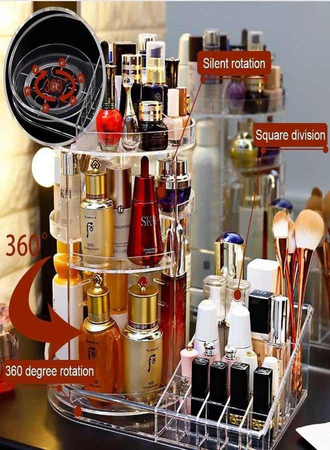 MUGATH Makeup Organiser, 360 Degree Rotating Cosmetic Display Stand, Adjustable Makeup Organiser, Transparent Cosmetic Storage Box, Large Capacity Crystal Clear case for Dresser, Bedroom, Bathroom - Image 2