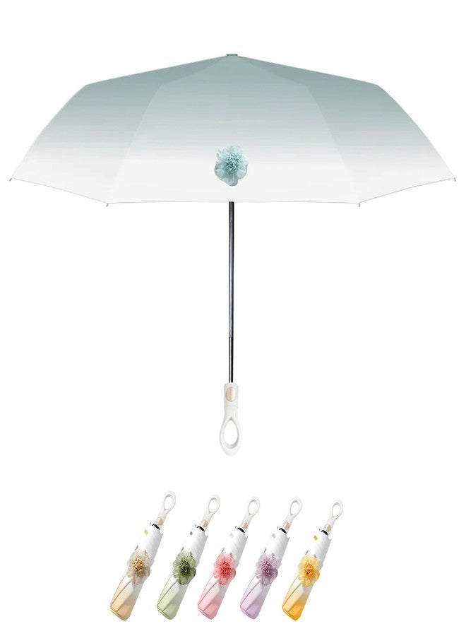 PRIME PICK مظلة برايم بيك المقاومة للماء بتصميم زهور - حماية من الأشعة فوق البنفسجية، تقنية مقاومة للرياح، مادة متينة للرجال والنساء، مثالية لجميع الظروف الجوية (لون أخضر بحيرة) - Image 1