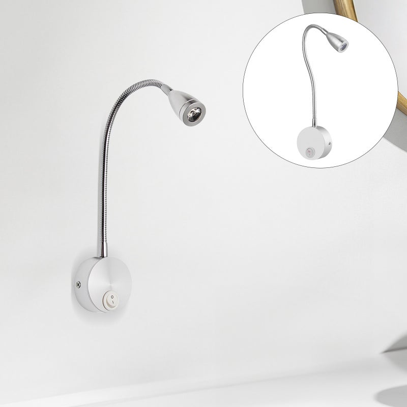 2pcs Bedside Reading Light Flexible Gooseneck Wall Lamp Night Lights For Bedroom (Brushed , White , 3w) - Image 1