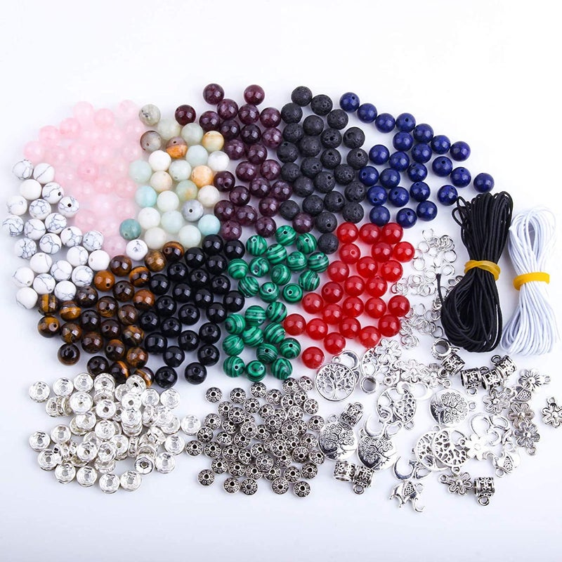 Fishdown 418 pcs 8mm Crystal Beads for Jewelry Making, Natural Stone Healing Beads for Bracelets, Gemstone Beading & Jewelry Necklace Making DIY Kit - Image 3