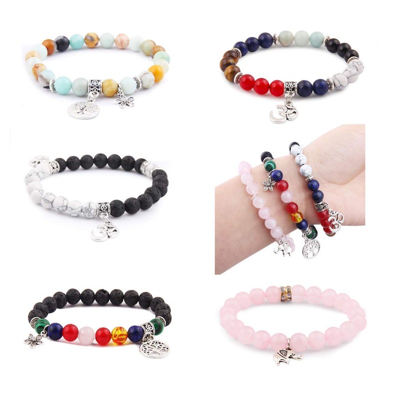 Fishdown 418 pcs 8mm Crystal Beads for Jewelry Making, Natural Stone Healing Beads for Bracelets, Gemstone Beading & Jewelry Necklace Making DIY Kit - Image 5