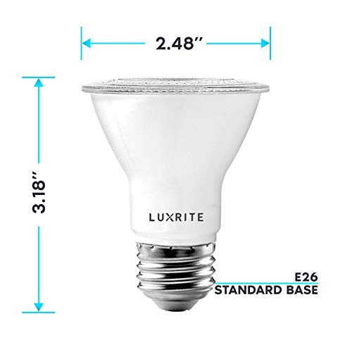 LUXRITE 4 Pack PAR20 LED Bulbs, 50W Equivalent, 3000K Soft White, Dimmable LED Spotlight Bulb, Indoor Outdoor, 7W, 500 Lumens, Wet Rated, E26 Standard Base, UL Listed - Image 4