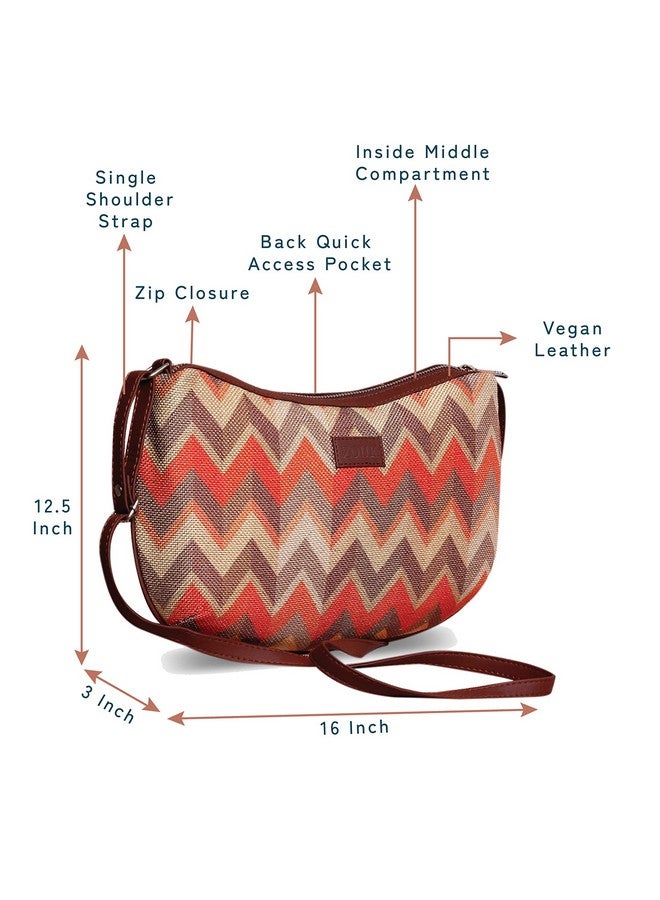 ZOUK 100% PeTA Approved Vegan Leather Tidal Wave Print Shoulder Bag for Women - Image 3