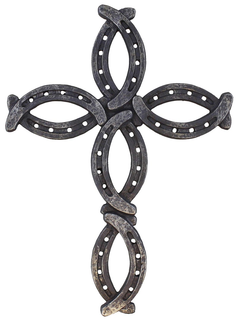 Deleon Collections Decorative Horseshoe Wall Cross - Rustic Spiritual Art Sculpture