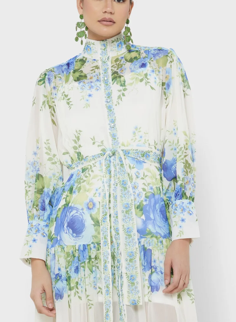 ELLA Floral Print Midi Dress