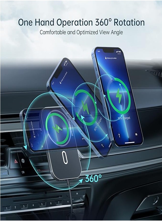 General - MagSafe Car Charger with Adapter, Magnetic Wireless Charger for Car Vents [2024 Upgrade Magnet] 360° Rotation iPhone Car Charger is compatible with iPhone 15/14/13/12 series and MagSafe cases - Image 1