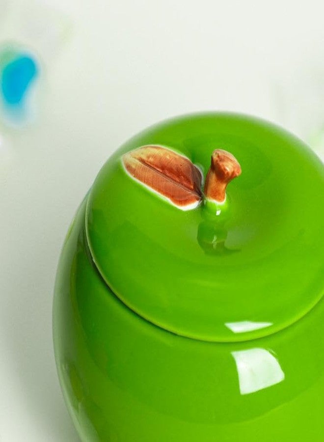 Mozacona وعاء تخزين طعام من السيراميك على شكل تفاحة من موزاكونا مع غطاء - Image 5