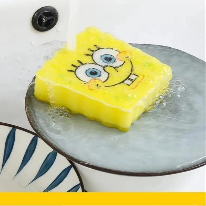 Durable Dishwashing Sponge Biodegradable ABS Plastic 12X9.5X6 cm Yellow - Efficient Cleaning with Drainage Stand for Kitchen Use - Image 1