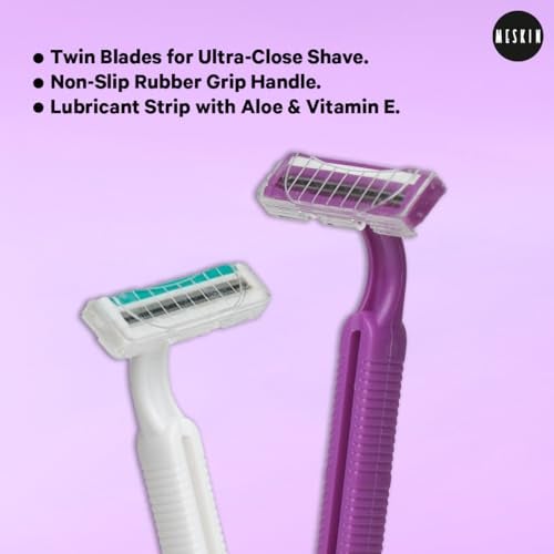 MESKIN 10Pcs Reusable Body Razor wih Aloe Vera Lube Strip Painfree Body Hair Removing Tool Stainless Steel Blade with Anti-Slip Handle for smooth Glide. Full Body Razor Purple (Pack of 10) - Image 5