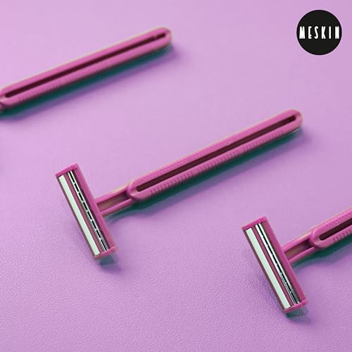 MESKIN 10Pcs Reusable Body Razor wih Aloe Vera Lube Strip Painfree Body Hair Removing Tool Stainless Steel Blade with Anti-Slip Handle for smooth Glide. Full Body Razor Purple (Pack of 10) - Image 2