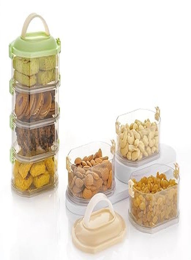 SORATH Plastic 4Layer Transparent Air Tight Sealed Spice Storage Box|Sealable And Leak Proof Food Sealed Box, For Spice,Candy,Sugar And Garlic|Multilayer Seasoning Storage leak Proof Box| Storage Box - Image 2