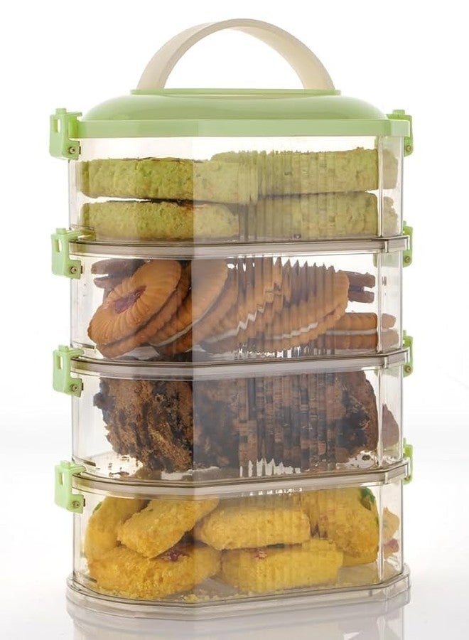 SORATH Plastic 4Layer Transparent Air Tight Sealed Spice Storage Box|Sealable And Leak Proof Food Sealed Box, For Spice,Candy,Sugar And Garlic|Multilayer Seasoning Storage leak Proof Box| Storage Box - Image 1