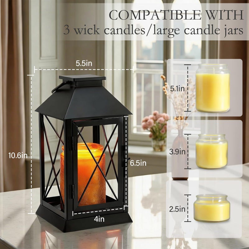 Aaffkaa Candle Warmer Lamp with Timer,Compatible with 3 Wick Candles/Large Candel Jars,Vintage Lamp Candle Warmer Lantern,Dimmable Candle Lamp Warmer Farmhouse,Fully Enclosed Designed and Hanging Up-Black - Image 4