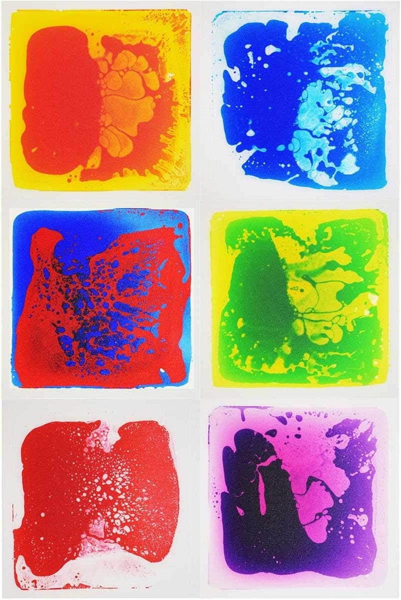 LONGKING 6 Pack 12" X 12" Sensory Tiles for Activity Play Centers for Children, Liquid Floor Tiles, Autism Sensory Poducts - Image 1