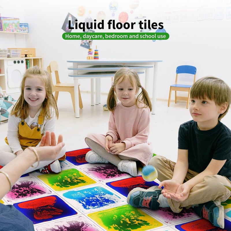 LONGKING 6 Pack 12" X 12" Sensory Tiles for Activity Play Centers for Children, Liquid Floor Tiles, Autism Sensory Poducts - Image 4