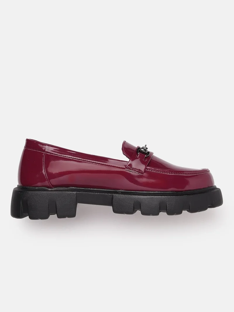 ZORIWORLD Moment Maroon Loafers for Women - Embellished Loafers