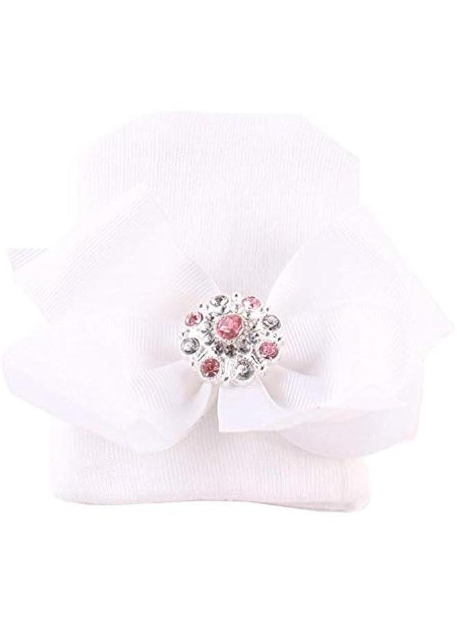 Gonice Newborn Hats for Girls 3Pcs Hospital Hat Baby Girl Bows and Headbands Infant Beanie Nursery Caps  - Image 5
