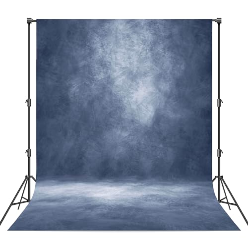 Haboke Abstract Professional Photography Backdrop for Portrait Photo Props Booth Background Photoshoot Studio with Polyester Fabric Roller Pocket on Top (8x10ft,Blue,No Stand) - Image 1