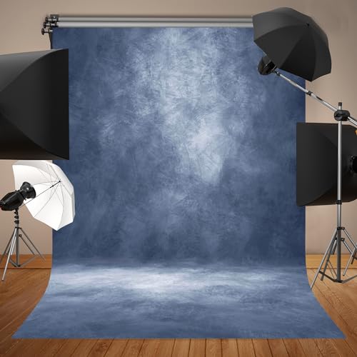 Haboke Abstract Professional Photography Backdrop for Portrait Photo Props Booth Background Photoshoot Studio with Polyester Fabric Roller Pocket on Top (8x10ft,Blue,No Stand) - Image 4