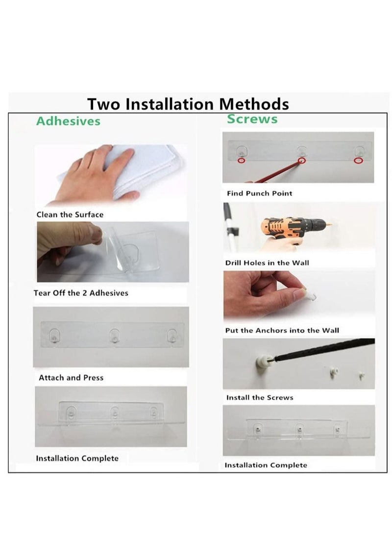 Captaintech Clear Acrylic Shelf, 2 PCS clear acrylic shelf stick, 15 Inch Bookshelf Acrylic Floating, Clear Thick Bathroom Storage Shelves Display Organizer - Image 3