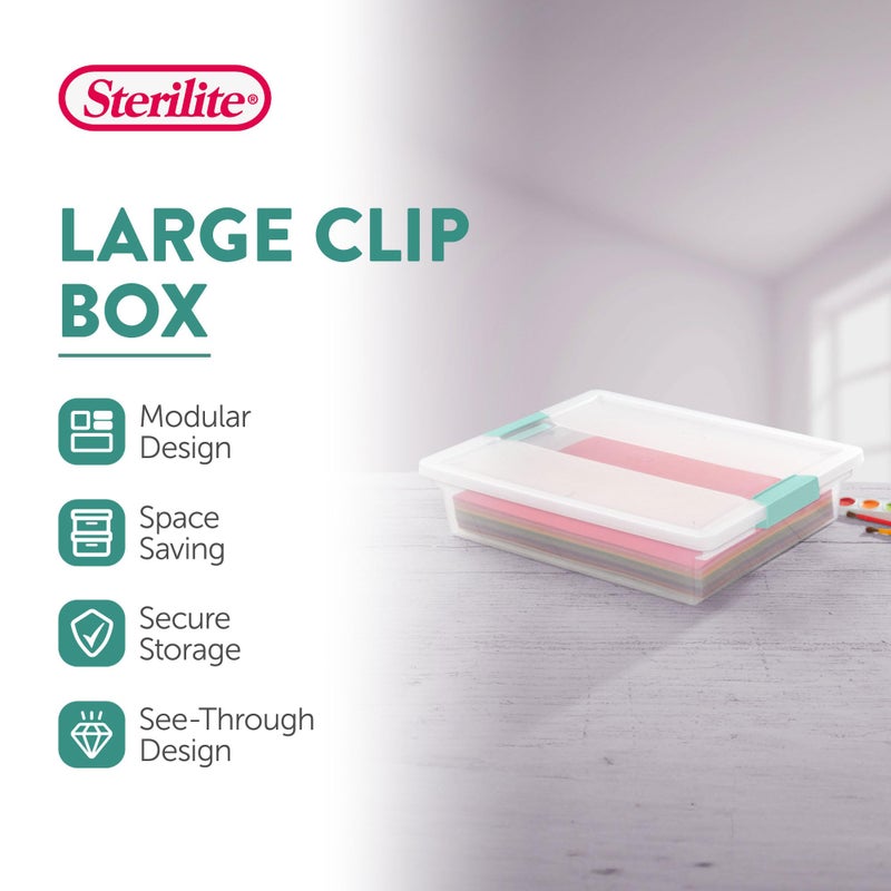 Sterilite 6-Pack Clip Box, Stackable Clear Plastic Bins with Latching Lids, Large - Writing, Arts or Crafts Supplies Storage Containers for Home, Office, Classroom and Workshop Organization - Image 2