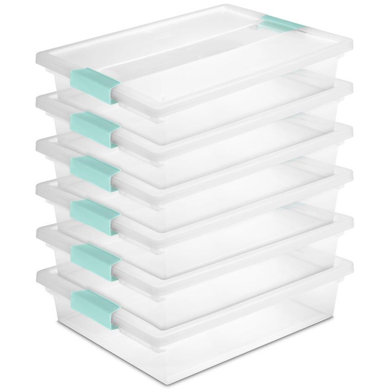 Sterilite 6-Pack Clip Box, Stackable Clear Plastic Bins with Latching Lids, Large - Writing, Arts or Crafts Supplies Storage Containers for Home, Office, Classroom and Workshop Organization - Image 1