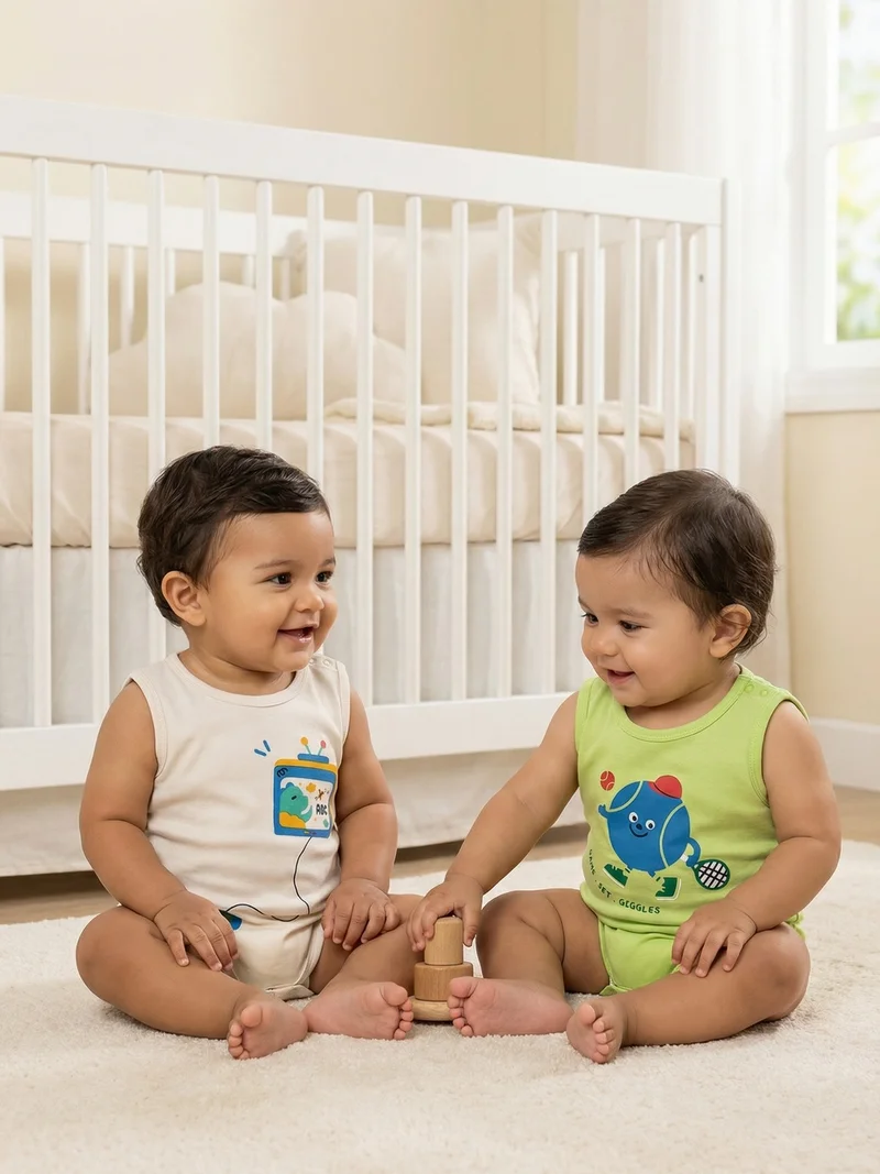 Nautinati Nautinati Baby Boys' 100% Interlock Cotton Pack of 2 Gaming Placement Print Bodysuits