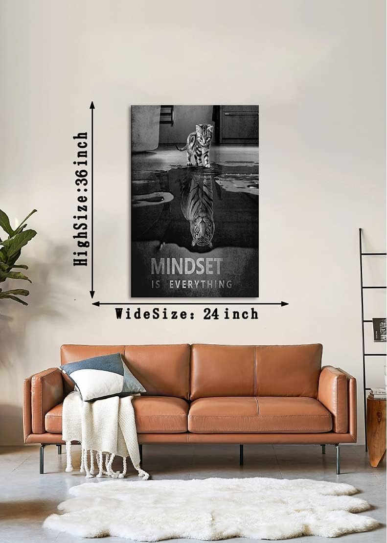 ARS Abstract Posters Wall Tiger Mindset is Everything Motivational Canvas Print - 16"x20" - Image 5