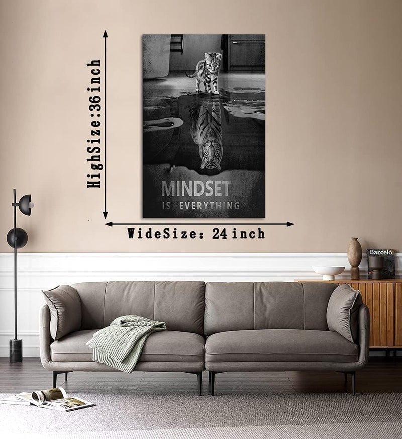 ARS Abstract Posters Wall Tiger Mindset is Everything Motivational Canvas Print - 16"x20" - Image 1