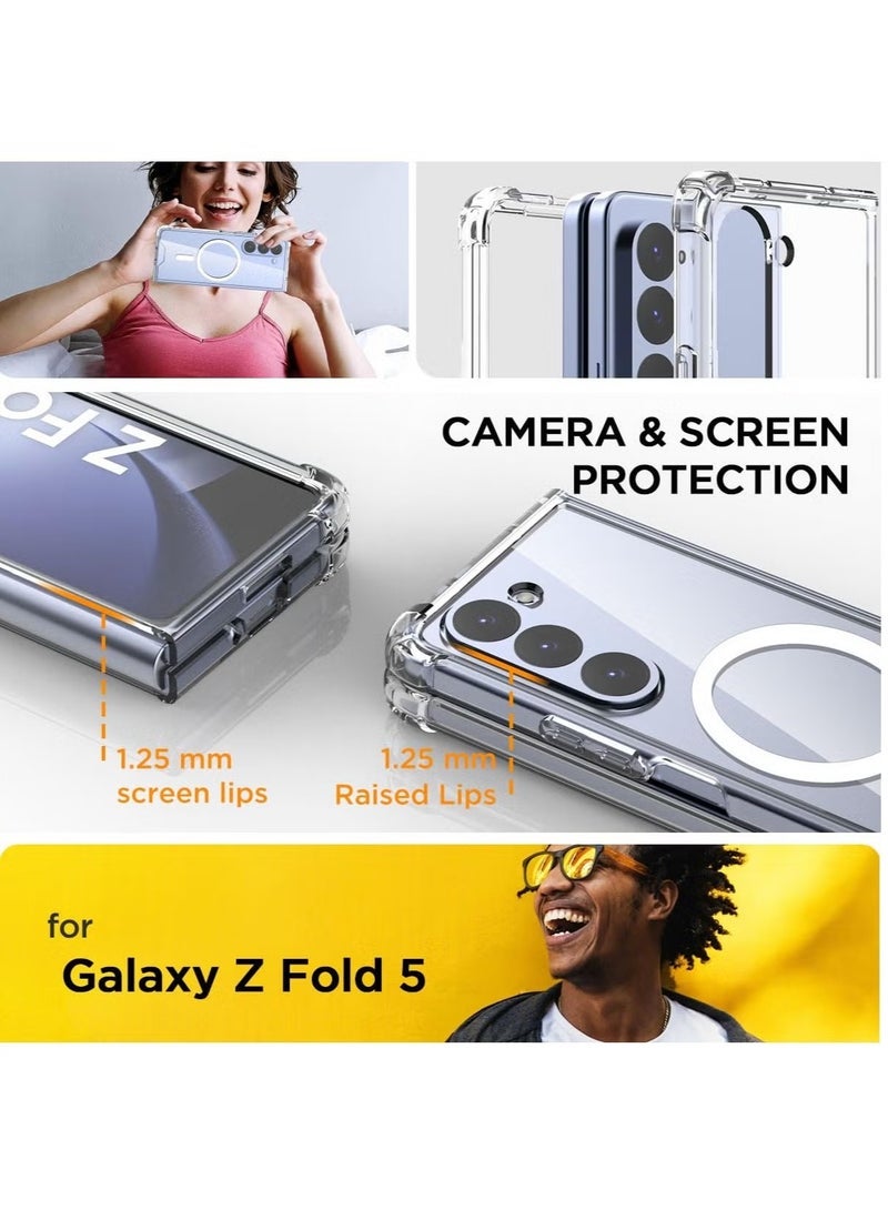 TIGER Clear Magnetic Case for Galaxy Z fold 5 Compatible with MagSafe Wireless Charging and Accessories Shockproof Protective Cover Clear - Image 3