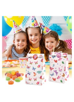 KASTWAVE 12Pcs Sweet Bags Paper Party Bags Butterfly Gift Bags with 18 Stickers Favour Candy Bags Flat Bottom Packing Bags Grocery Treat Bags for Women Kid Party Wedding Birthday Daily Use (12x8x20cm)  - Image 2