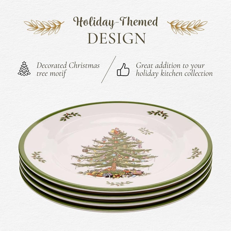 Spode Spode Christmas Tree Melamine Salad Plate Set of 4  8 Inch Shatterproof Serving Plate for Holiday Meals Holiday Party  Festive Tableware for Indoor  Outdoor Use Dishwasher Safe Dinnerware  - Image 4