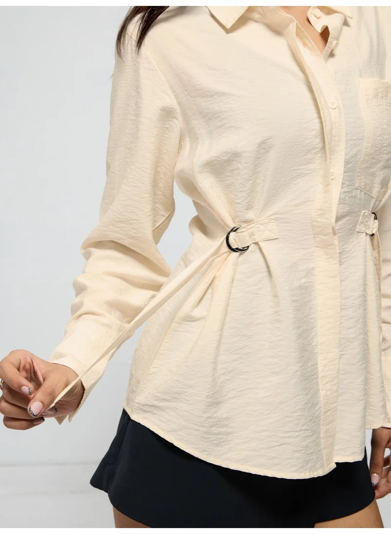 The Souled Store  The Souled Store Classic Line: Buckle Shirt Women and Girls Full Sleeves Collared Solid Viscose Nylon Blend Relaxed Fit Lightweight Summer-Ready Smart-Casual Shirt  | Best Price UAE