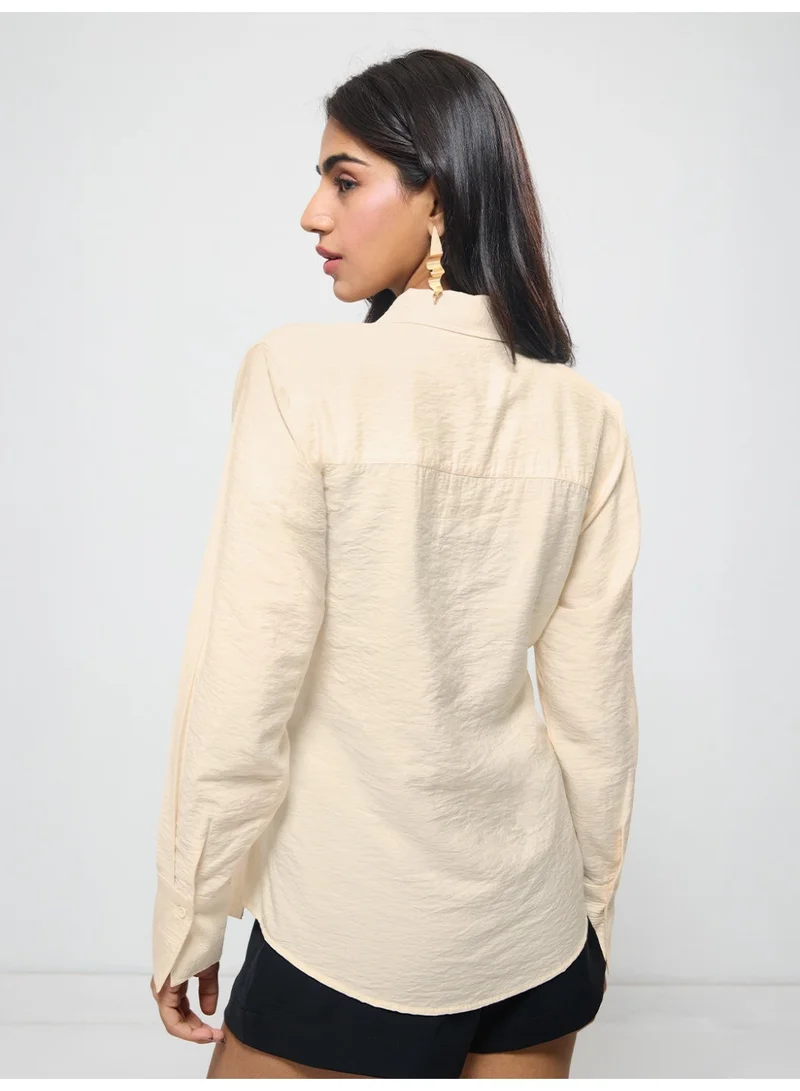 The Souled Store  The Souled Store Classic Line: Buckle Shirt Women and Girls Full Sleeves Collared Solid Viscose Nylon Blend Relaxed Fit Lightweight Summer-Ready Smart-Casual Shirt  | Best Price UAE