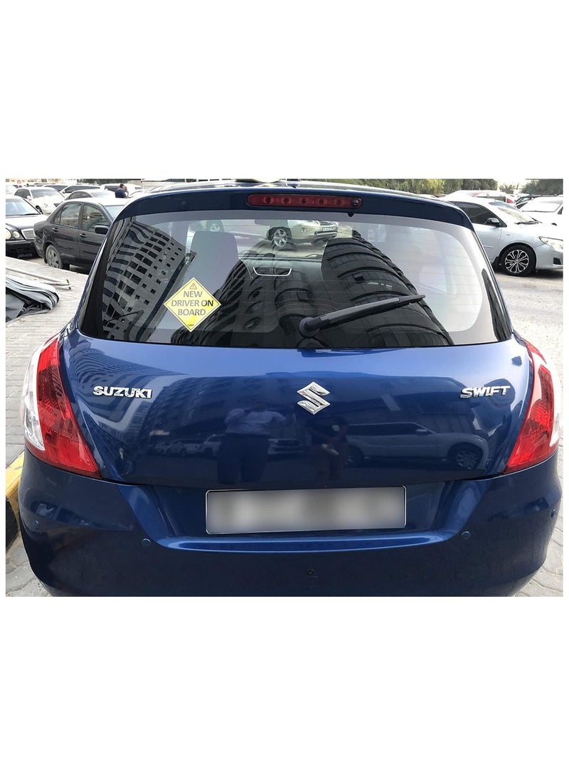 New Driver on Board Vinyl Sticker with Blind Spot Mirror, Reflective New Driver Car Sign Caution for Beginner New Car SUV Van Drivers (Large 15x15cm)