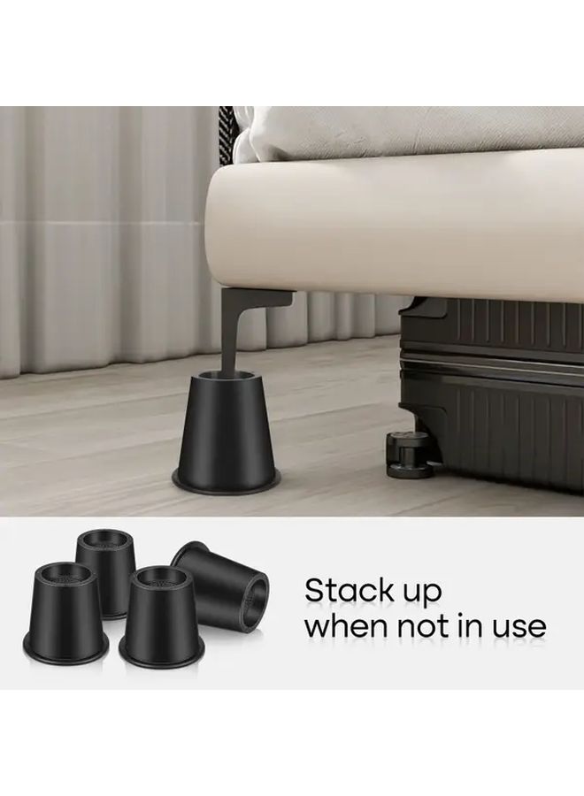 4 Inch 6 Pack Black Trapezoidal Bed Risers Heavy Duty Furniture Risers for Table Couch Desk Chair Legs Refrigerator Bed Frame Supports Up to 3300 Lbs - Image 4