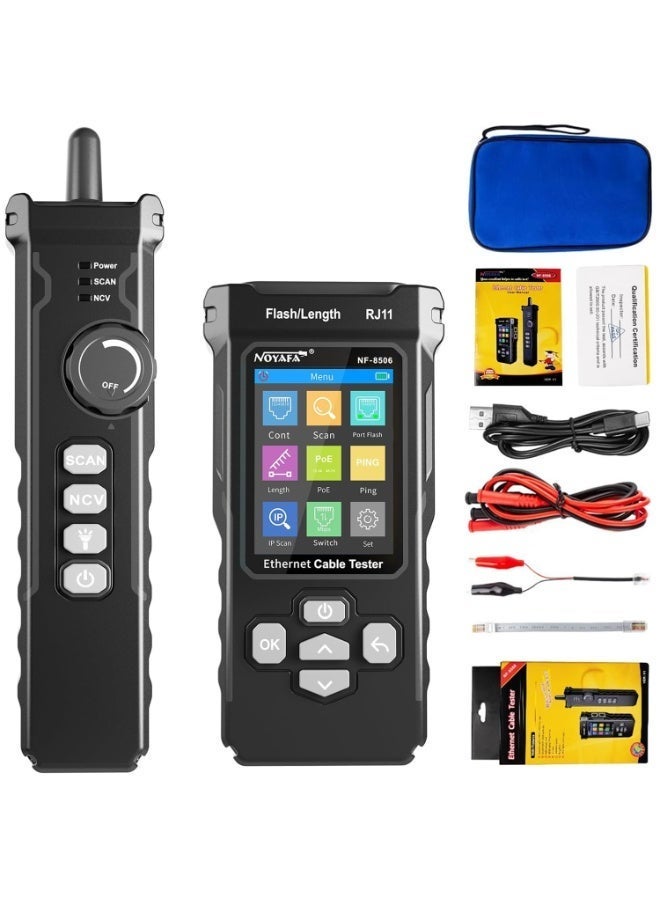 NOYAFA NF-8506 Network Cable Tester with IP Scan, TDR CAT5 CAT6 Ethernet Cable Tester, PoE PingTest, Network Rate Test, Port Flashing, Network Tester Cable Toner for RJ11 RJ45 - Image 1