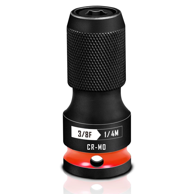 BLACKROBOT Quick Release Impact Bit Holders 38Inch Square Drive to 14Inch Hex Socket Adapter CRMO Steel Red