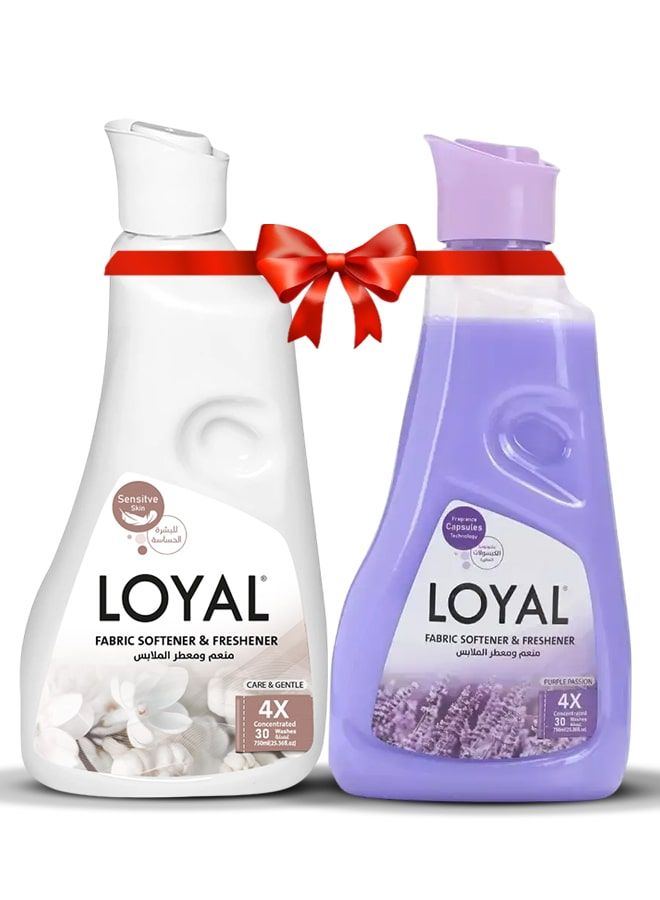loyal Fabric Softener 2x750ml Care & Gentle + Purple Passion