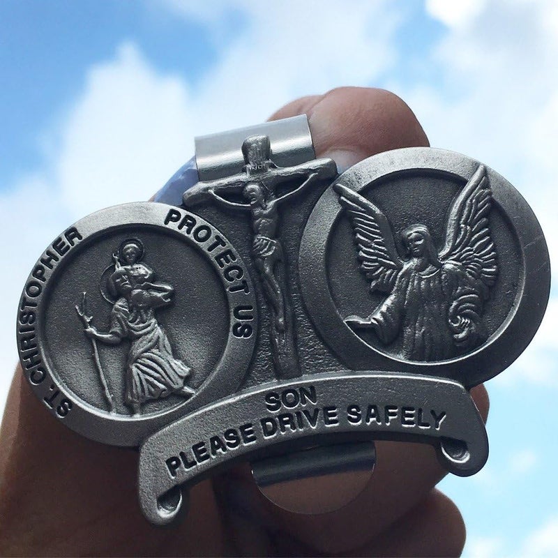 McVan Please Drive Safely Visor Clip with St. Christopher and Guardian Angel - Image 4