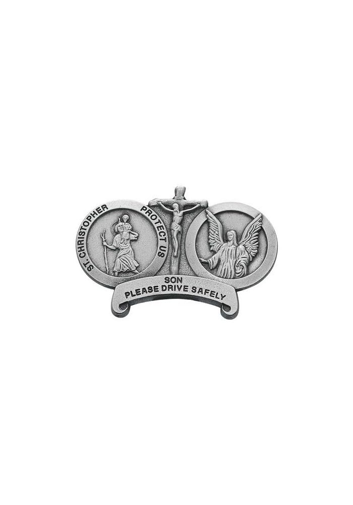 McVan Please Drive Safely Visor Clip with St. Christopher and Guardian Angel - Image 2