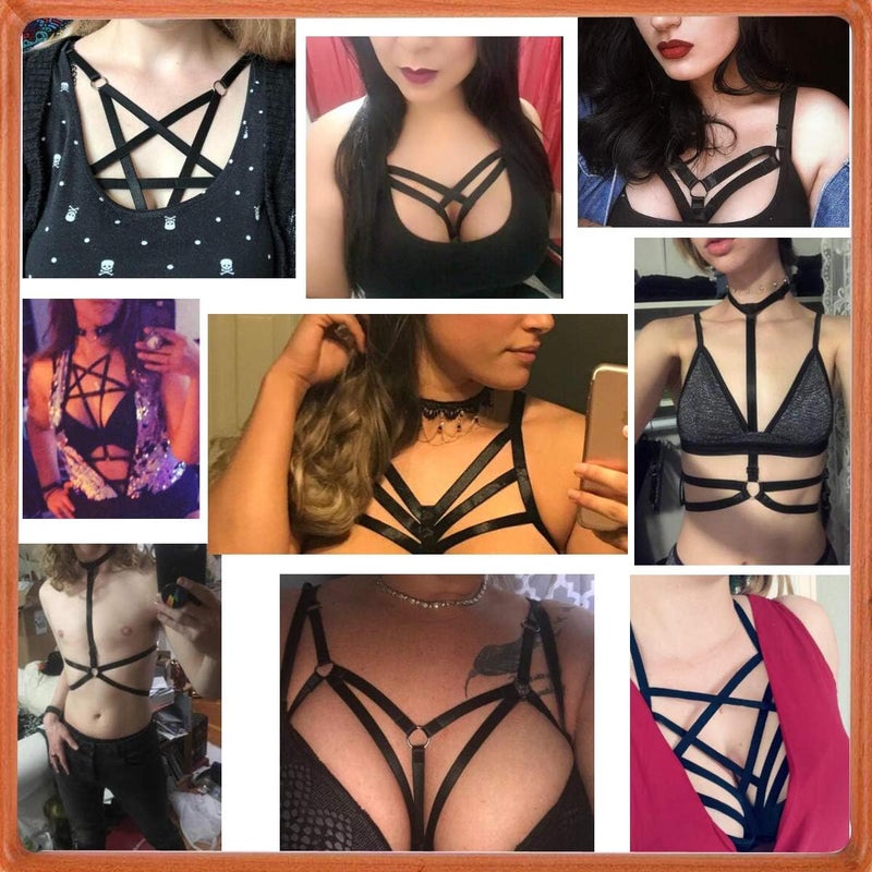 LIVE4COOL Women Harness Elastic Cupless Cage Bra Sexy Lingerie for Women Adjustable Hollow Out Crop Top Exotic Strap Bra - Image 4