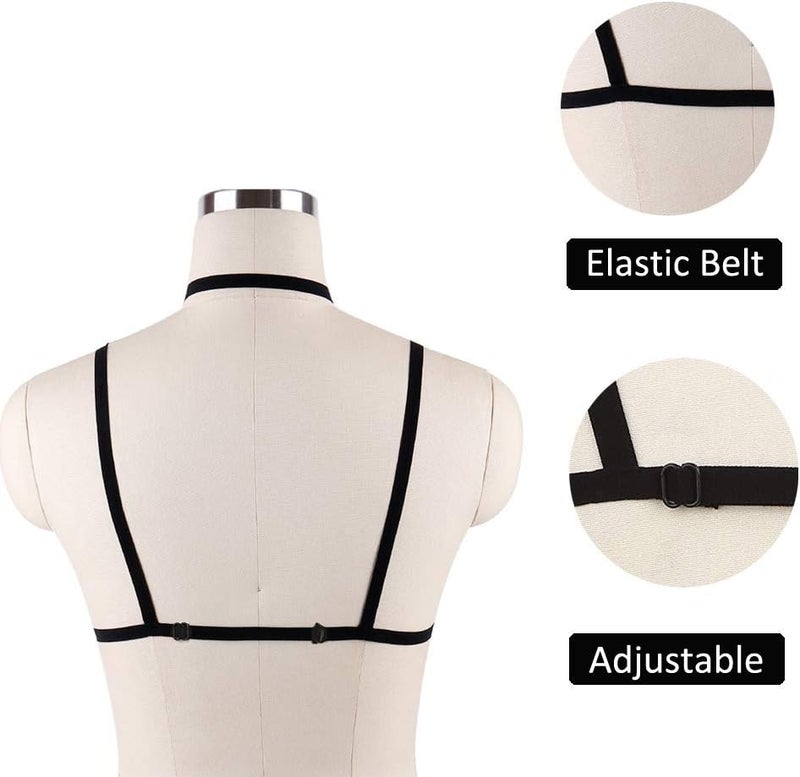 LIVE4COOL Women Harness Elastic Cupless Cage Bra Sexy Lingerie for Women Adjustable Hollow Out Crop Top Exotic Strap Bra - Image 2