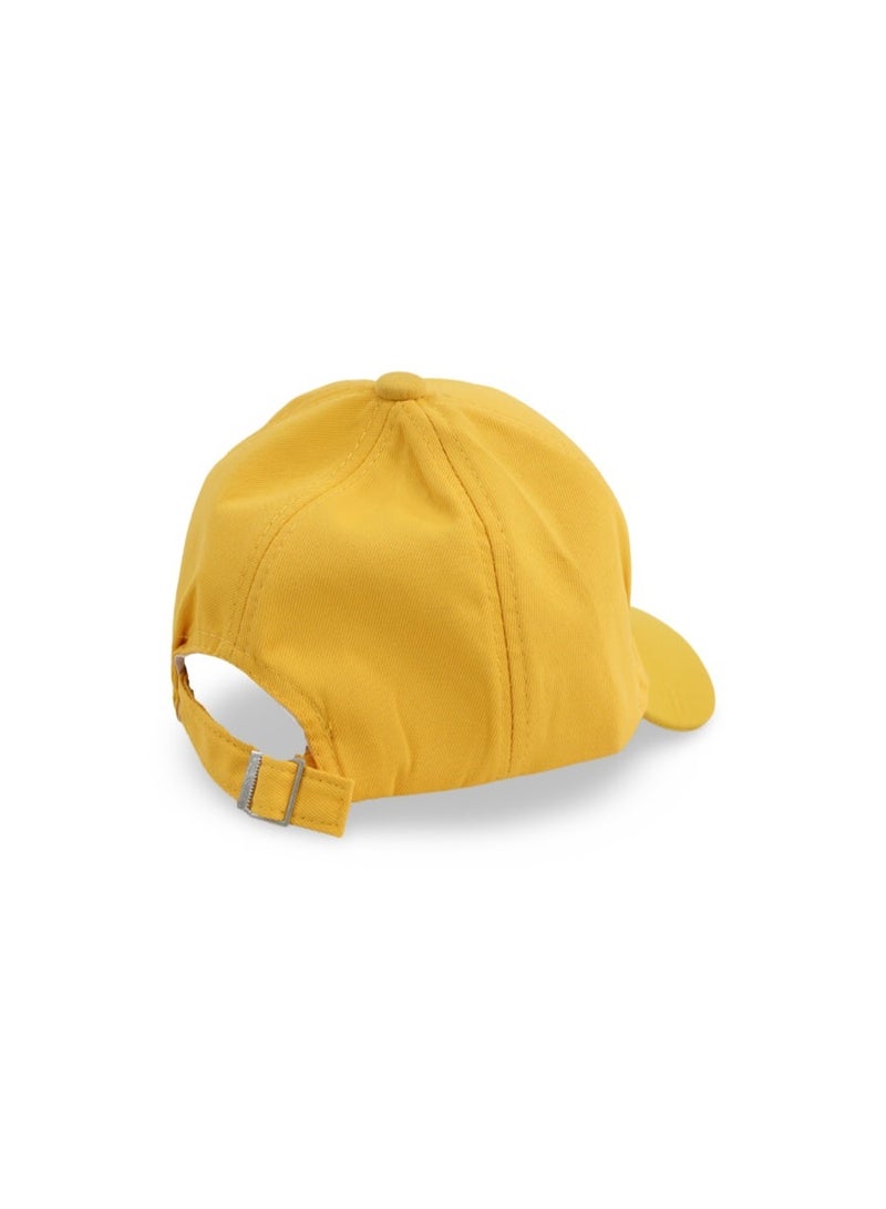 Fancy Unisex Cotton Cap – Yellow with Smile Embroidery - Image 2