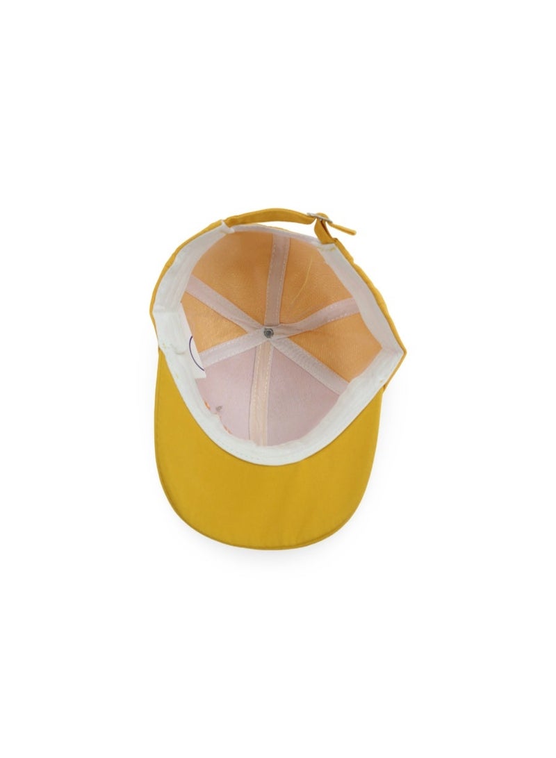 Fancy Unisex Cotton Cap – Yellow with Smile Embroidery - Image 3