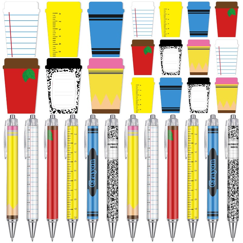 Thenshop 24 Pcs Teacher's Day Gifts Funny Teacher Appreciation Gift Sticky Notes Ballpoint Pen Notepad Self Adhesive Writing Thank Gifts for Employee Office Supplies (Coffee Cup) - Image 1