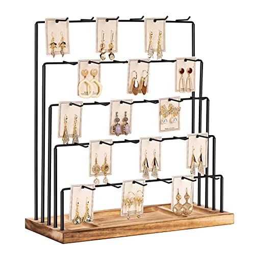Earring Display Stands for Selling  Earring Rack Display Holder Stand Jewelry Display for Selling Earring Cards Bracelets Hair Accessories Rings Necklaces 15W x 6D x 155H 30 Hooks