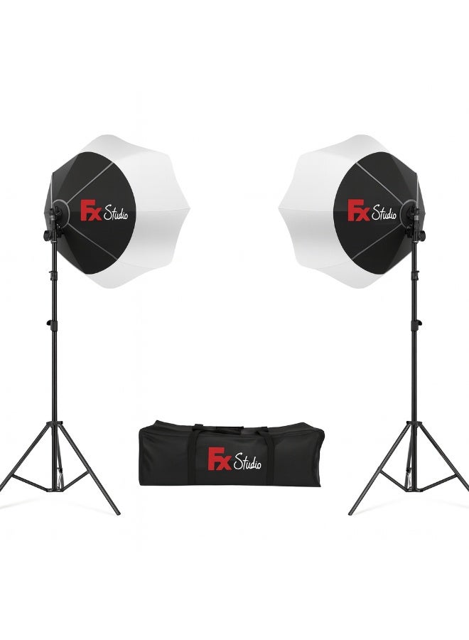 FX Studio 65cm Lantern Softbox Lighting Kit – 200W Bi-Color with Remote Softbox+Stands+Bag - Image 1